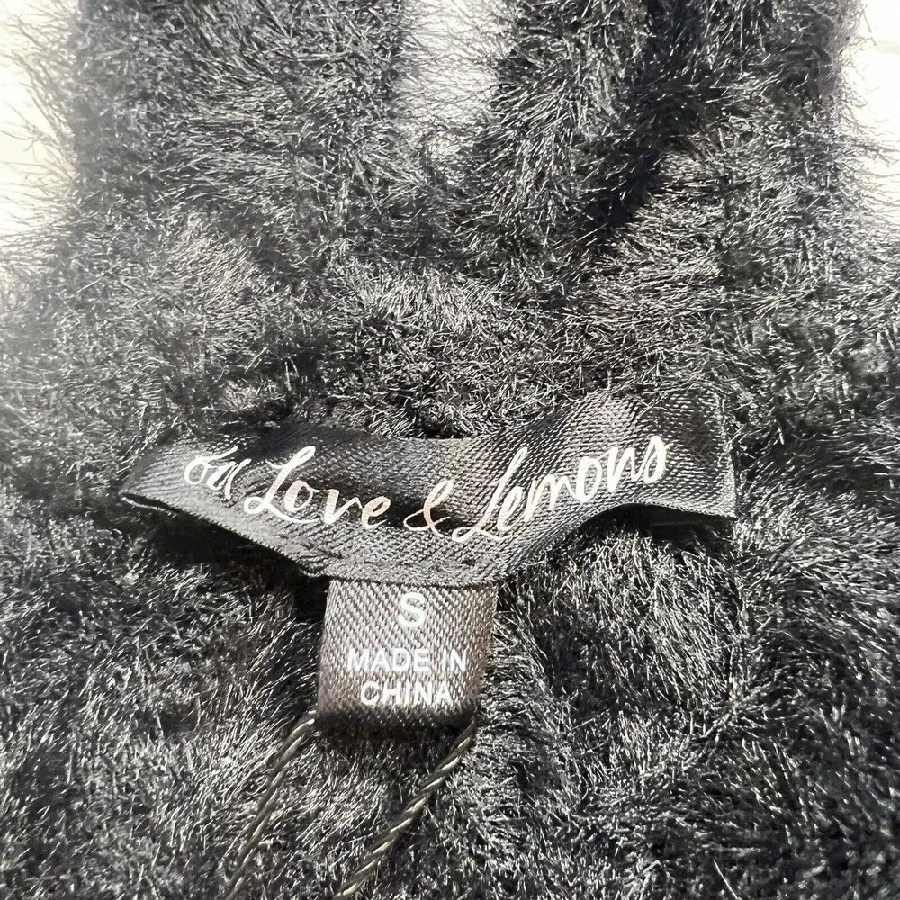 For Love and Lemons Devin Fuzzy Crop Black Size Small New - Image 69