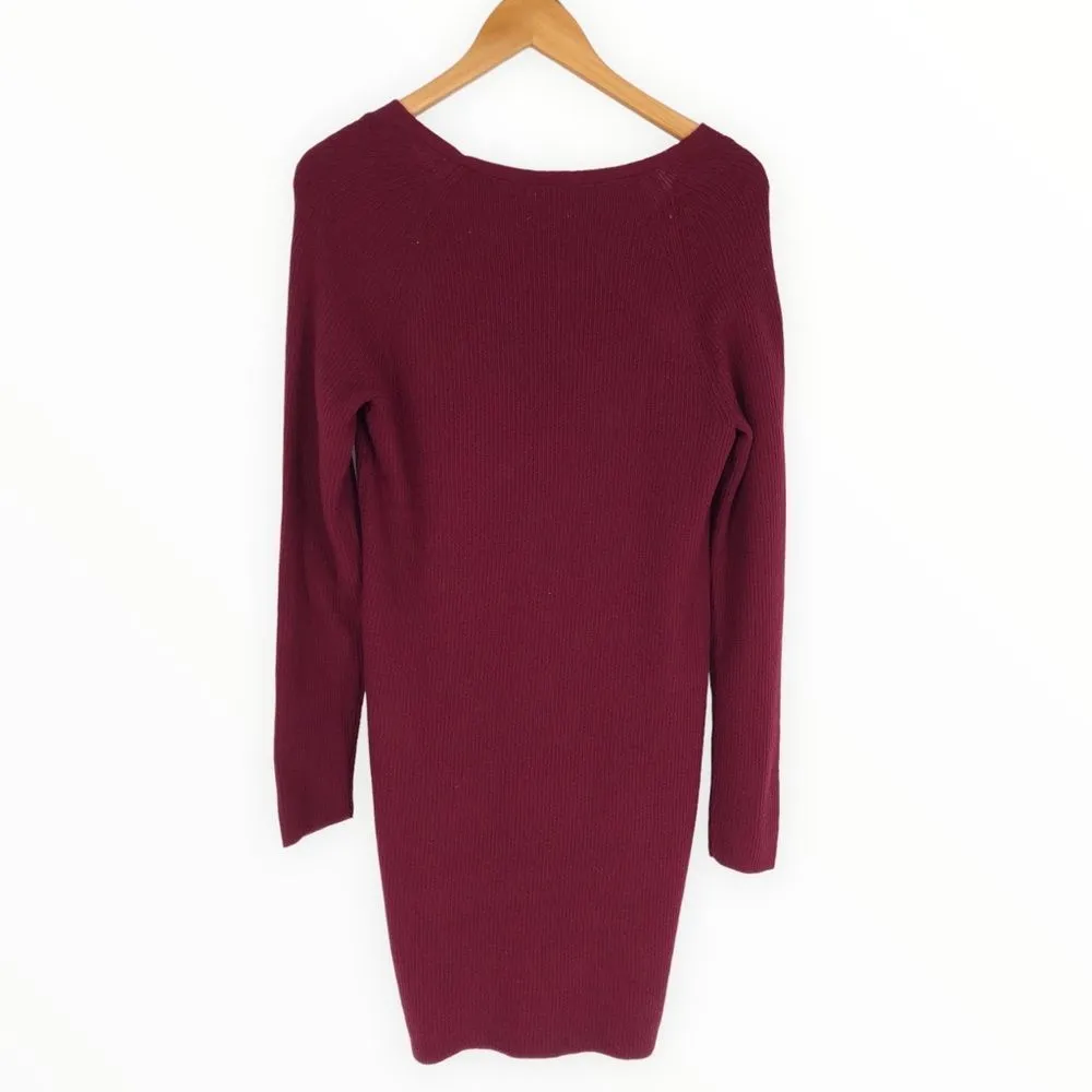 A New Day Burgundy Ribbed Knit Long Sleeve Sweaterdress size XS NWT - Image 7