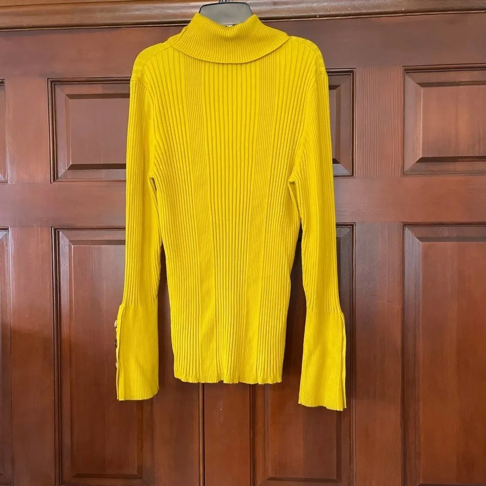 Anthropologie MOTH ribbed turtle neck sweater in harvest gold Size XL - Image 2