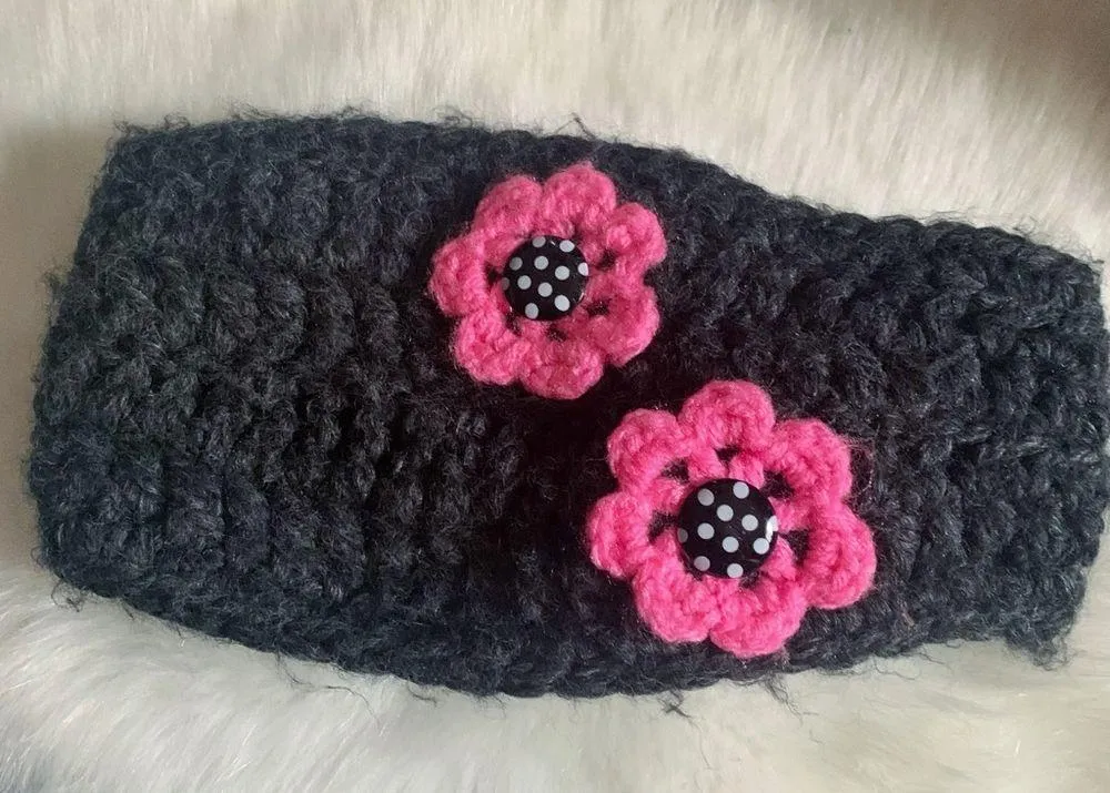 theyarnival Handcrafted Chunky Cable Knit Headband Ear Warmer Adjustable Gray - Image 7