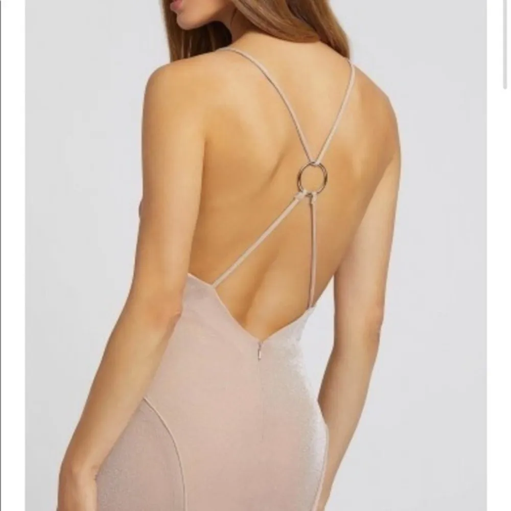 Mac Duggal 26079 Rose Quartz Cross Back Glitter Formal Evening Gown Size 14 NWT - Image 5