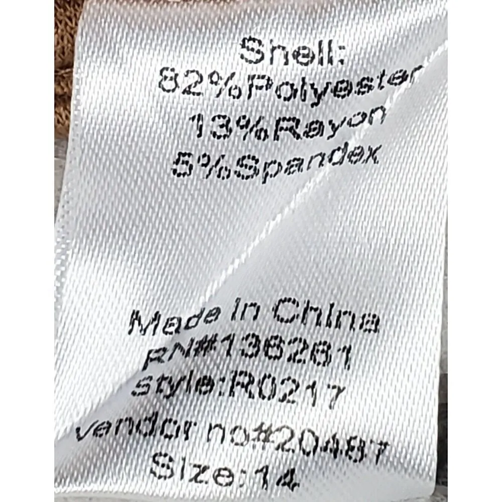 Spiegel Pants Size 14 Camel Beige Wide Leg Side Zip Workwear Flowy Vintage - Image 6