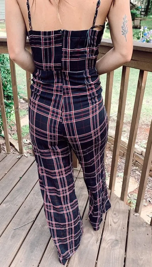 All In Favor Red Black Game day Wide Leg Jumpsuit - Image 2