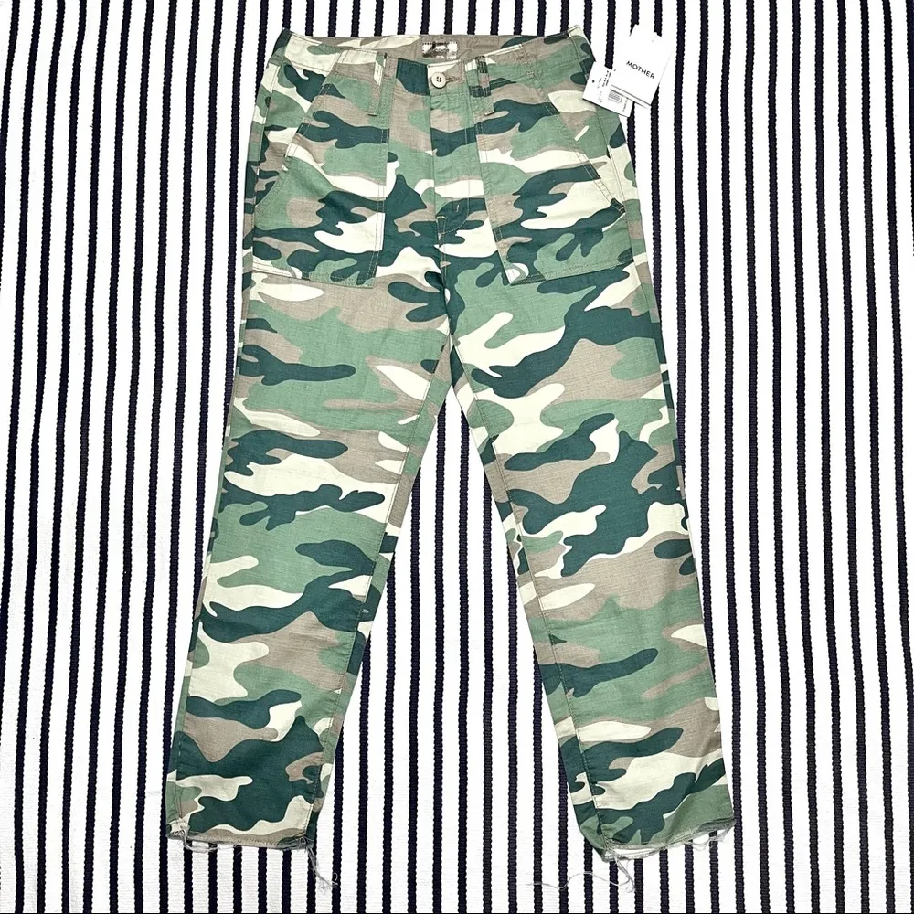 Mother The Shaker Chop Crop High Waisted Pants in Blue Green Camo Size 25 - Image 6