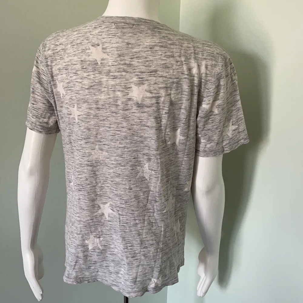 Splendid Star Print Gray V Neck Tee T Shirt XS - Image 5