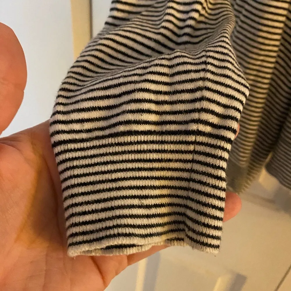 Ann Taylor Loft Black and White Striped Hooded Sweater Cardigan Jacket, Small - Image 3