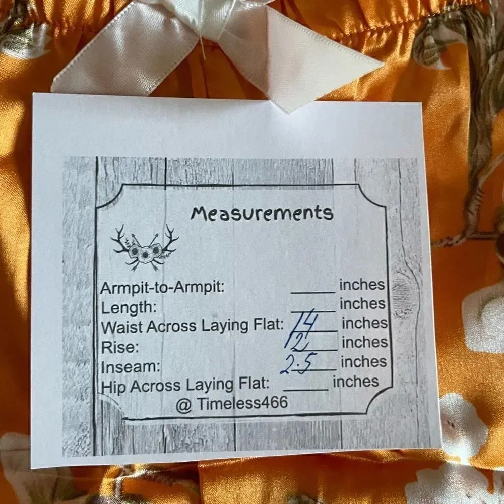 Bohemian Floral Print Pajama Set, Long Sleeve Robe With Belt Lace SZ M #1635 Orange Size M - Image 15