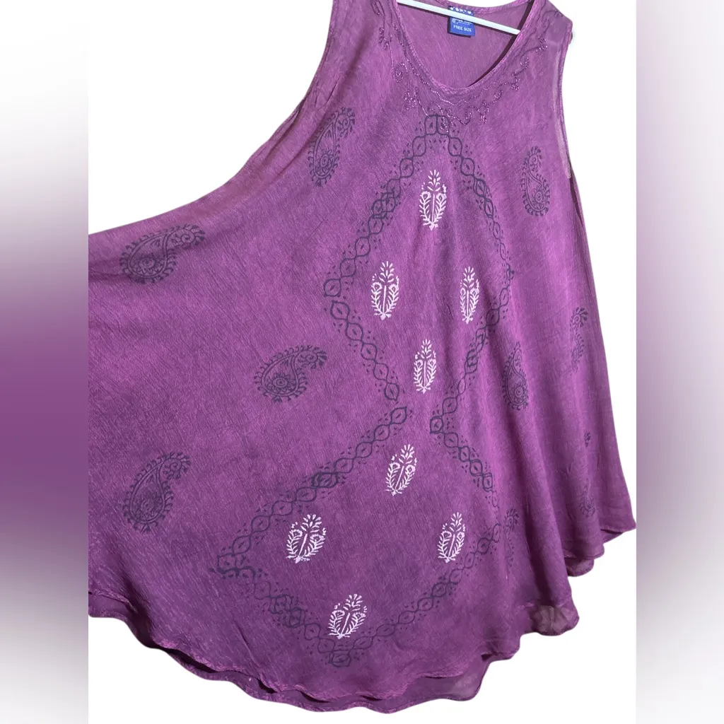 BLUE HUE Purple Embroidered Sleeveless Dress,Free Size,Made in India,100% Rayon Size undefined - Image 5