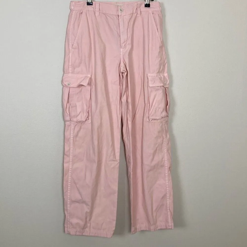 Madewell Garmet‎ Dyed Low Slung Straight Leg Pink Cargo Jeans Size 26 (K5) - Image 2