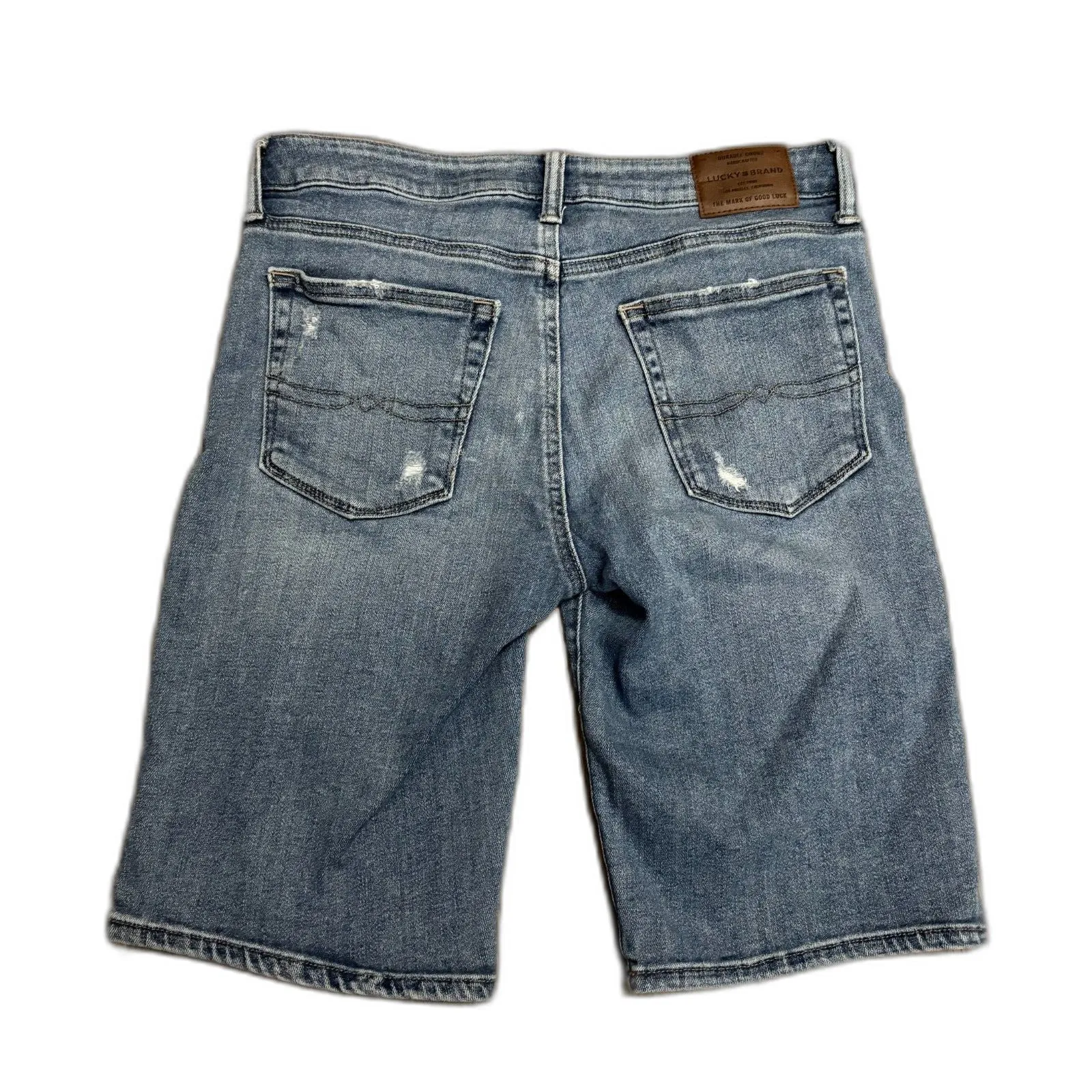 Lucky Brand The Bermuda Mid Rise Distressed Jean Shorts Blue Denim Womens Size 4 - Image 2