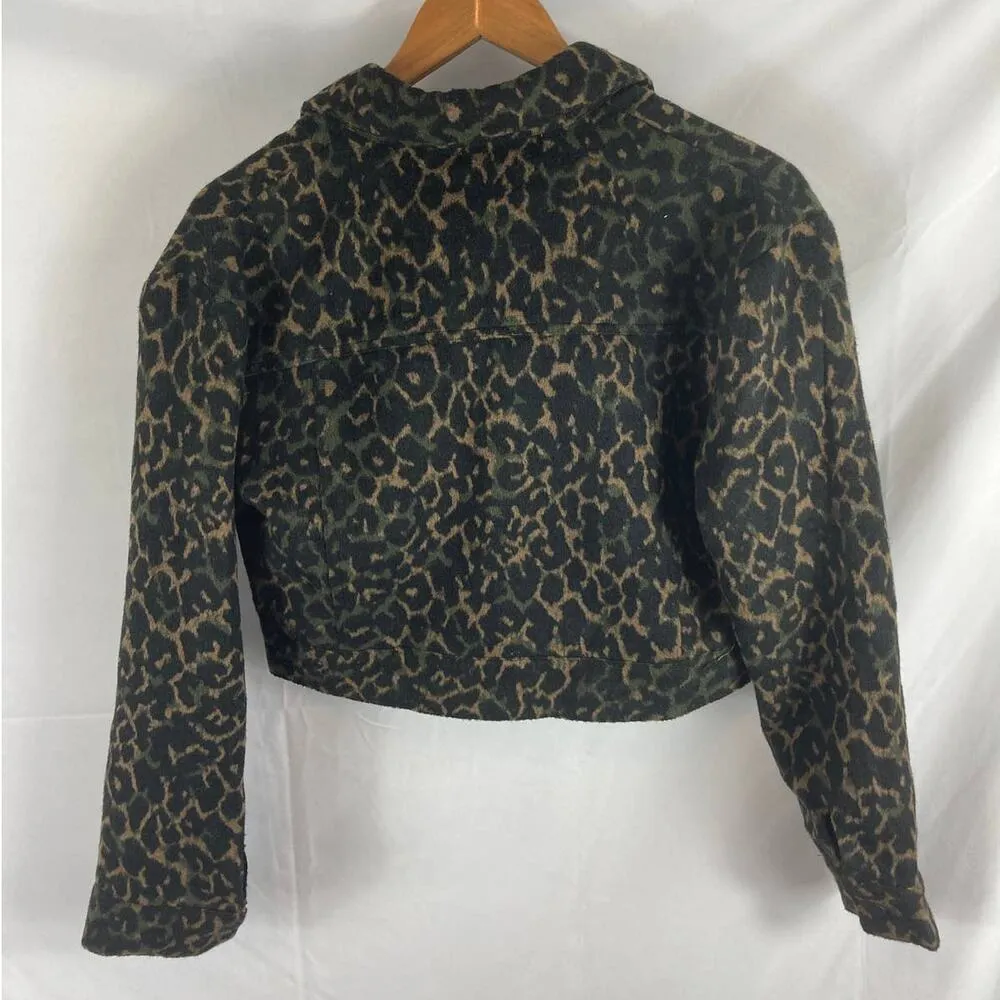 Wild Honey Animal Print Button Up Cropped Jacket Small - Image 4