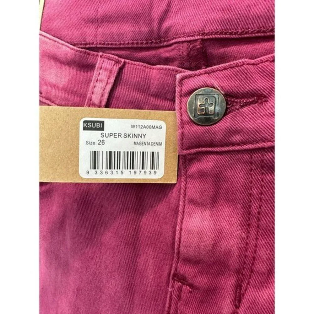 Ksubi Super‎ Skinny Y2K Magenta Women's Low Rise Jeans NWT 26 - Image 3