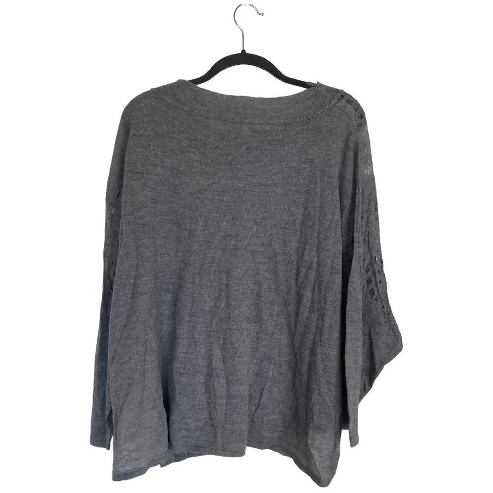 FREE PEOPLE Gray Sweater Wool Alpaca Lightweight Dolman Cut Out Size Extra Small - Image 2