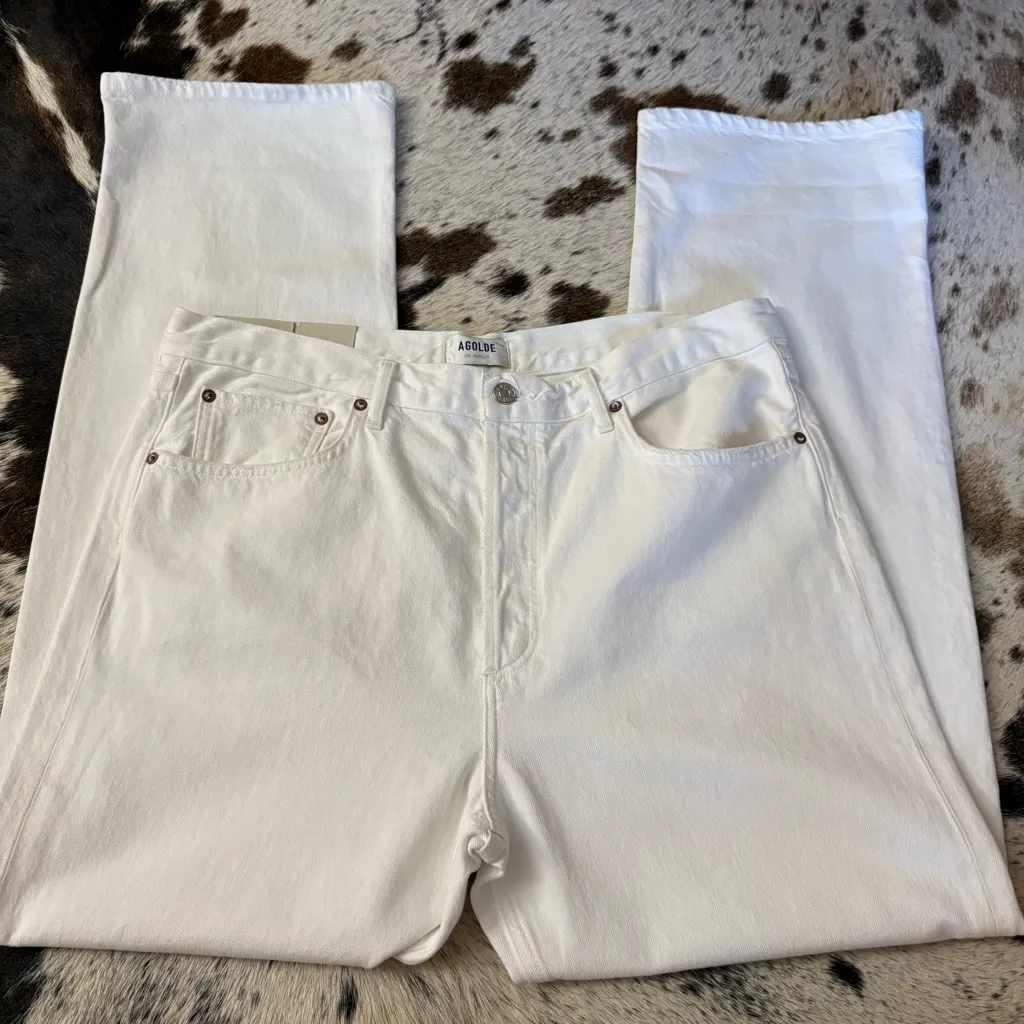 AGOLDE Fran Low Slung Easy‎ Straight Jeans in Milkshake Size 31 - Image 4