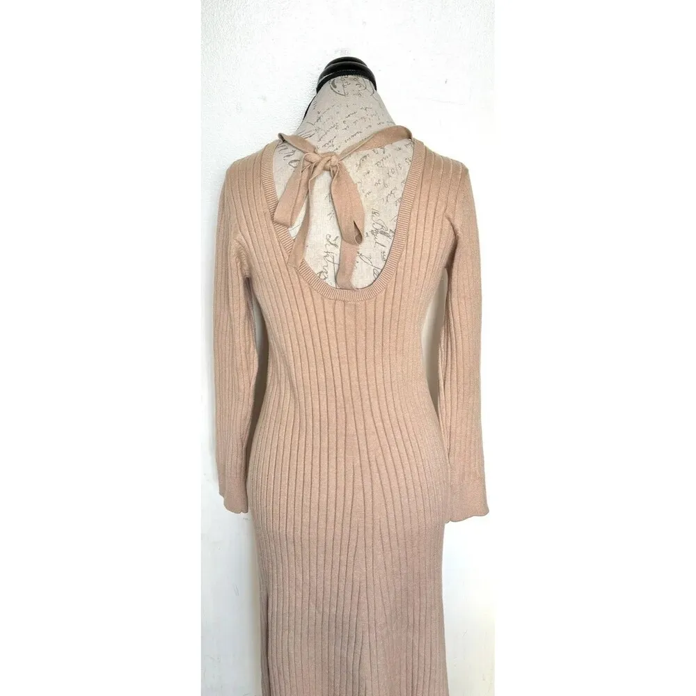 Womens Sweater Dress Sz Small Midi Light Academia Baddie Minimalist Sporty Look - Image 9