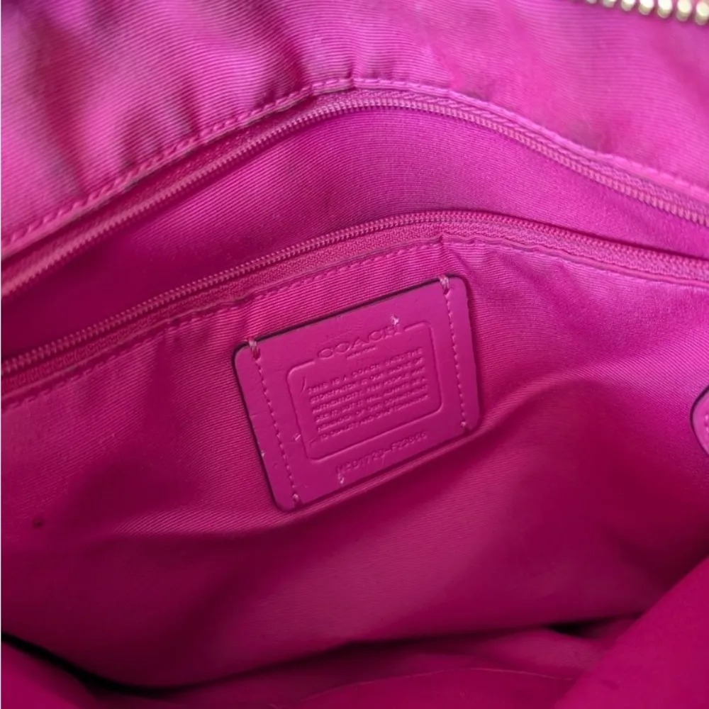 COACH FILE BAG IN BROWN/HOT PINK LINED SIGNATURE COATED CANVAS CROSSBODY F23866 - Image 6