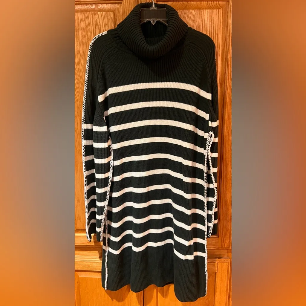 Tuckernuck Hyacinth House Striped Emsley Mini Sweater Dress Pine Green White XXL - Image 7