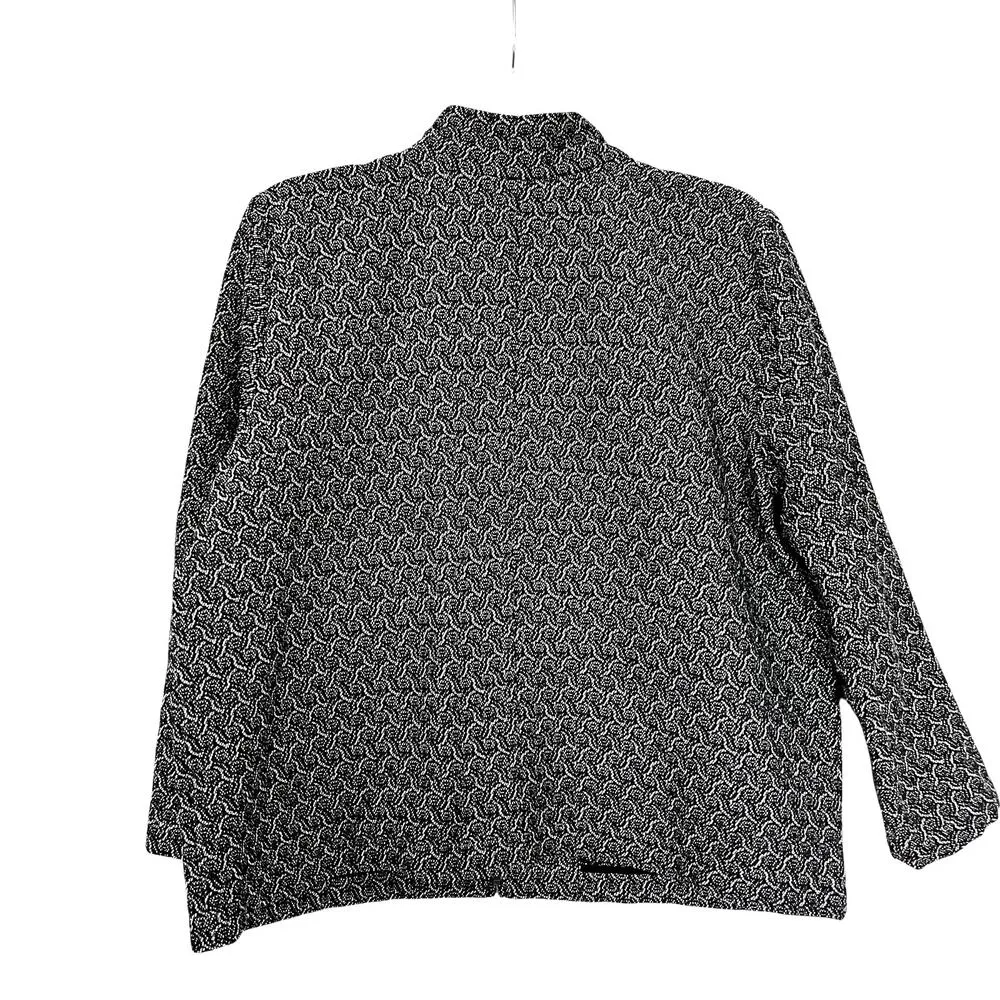 Eileen Fisher Rosette Jacquard Black White Zip Up Jacket Size Large - Image 2
