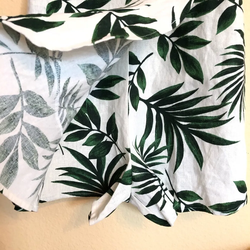 NEW LUSH Linen Blend Leaf Print Romper S - Image 5