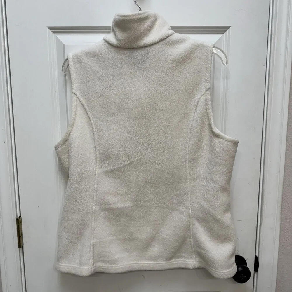 Columbia Benton Springs Fleece Jacket Vest Women L White Full Zip High Neck - Image 2