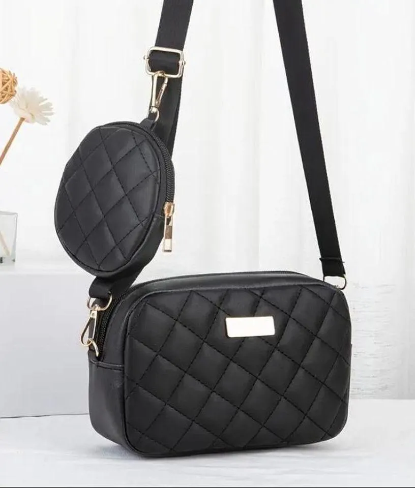 Elegant Women's Goth Crossbody Bag Set with Coin Purse Black - Image 1