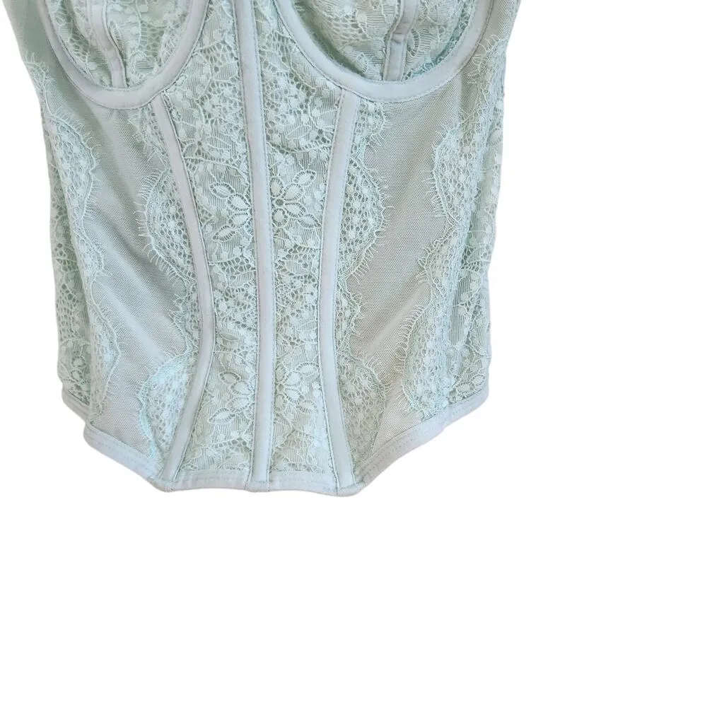 Y2K Out From Under Spaghetti Adjustable Strap Corset Top Mint Green Size Small - Image 3