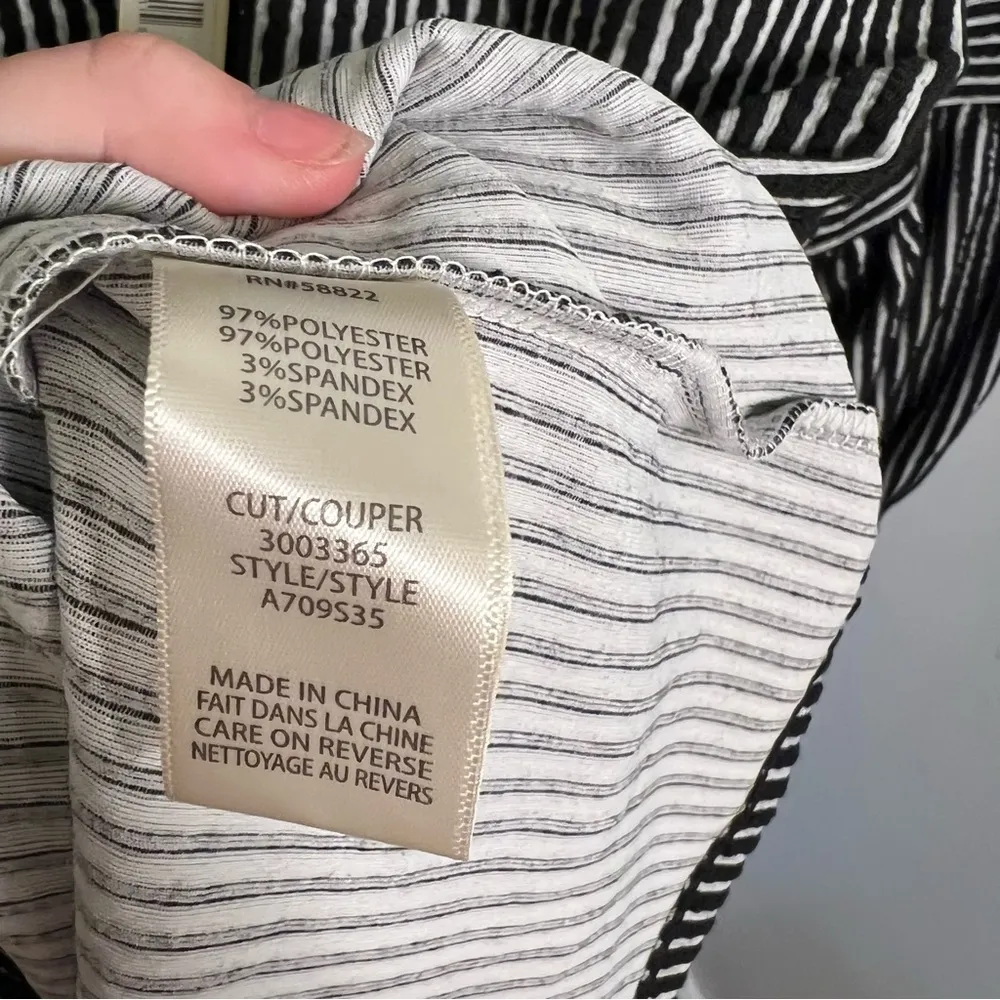 Max Studio Striped 3/4 Sleeve Tunic Top Black Ivory - Image 14