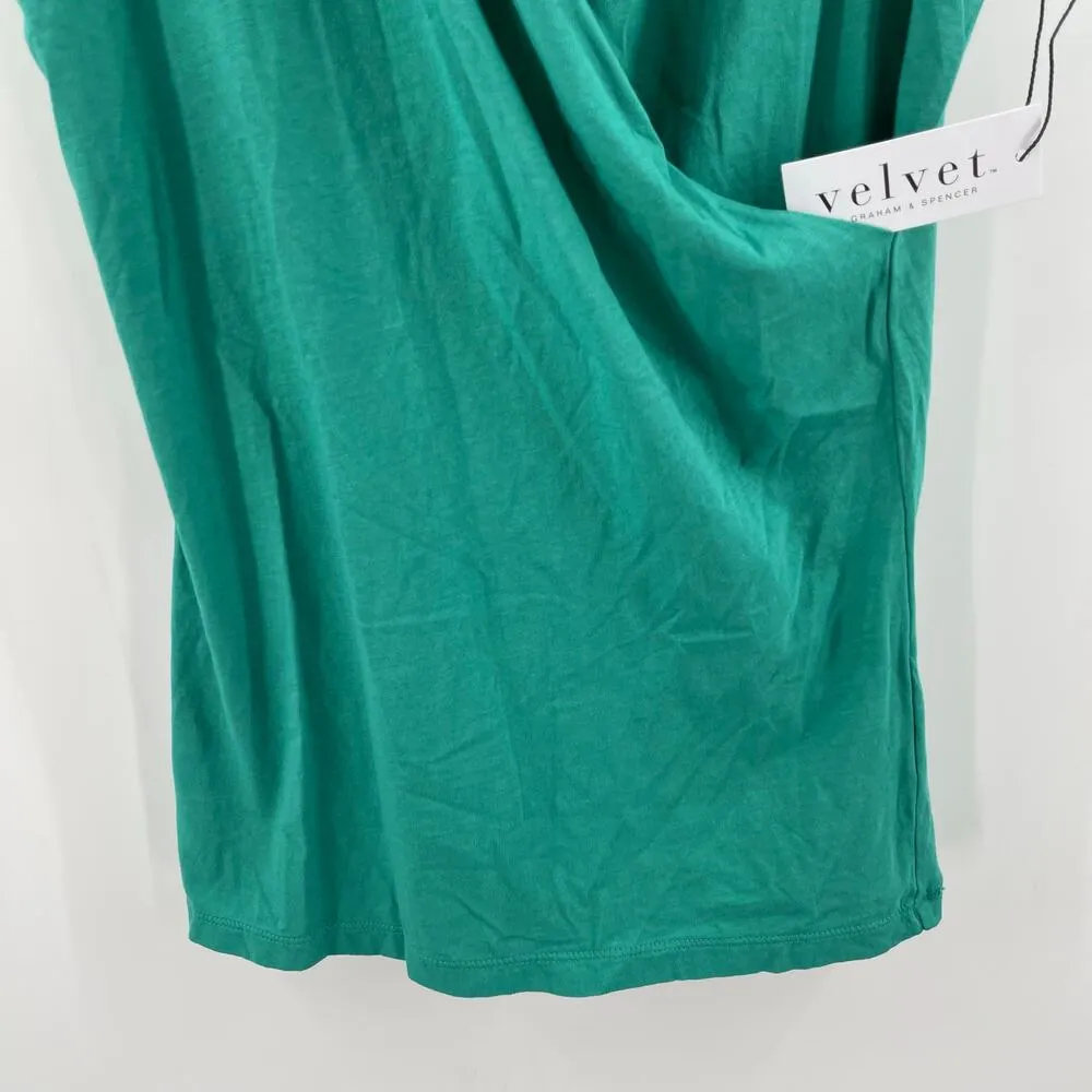 VELVET by GRAHAM & SPENCER Tank Top Size Small Adelise Faux Wrap Tile Collar NWT Green - Image 11