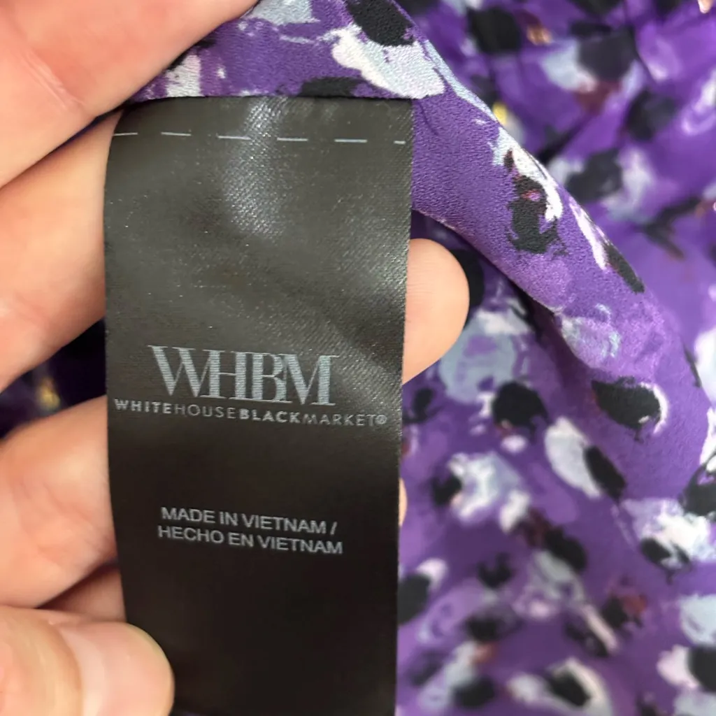 NWT WHBM Long Sleeve Smocked Waist Blouson Dress in Dark Violet - Size XXS - Image 8