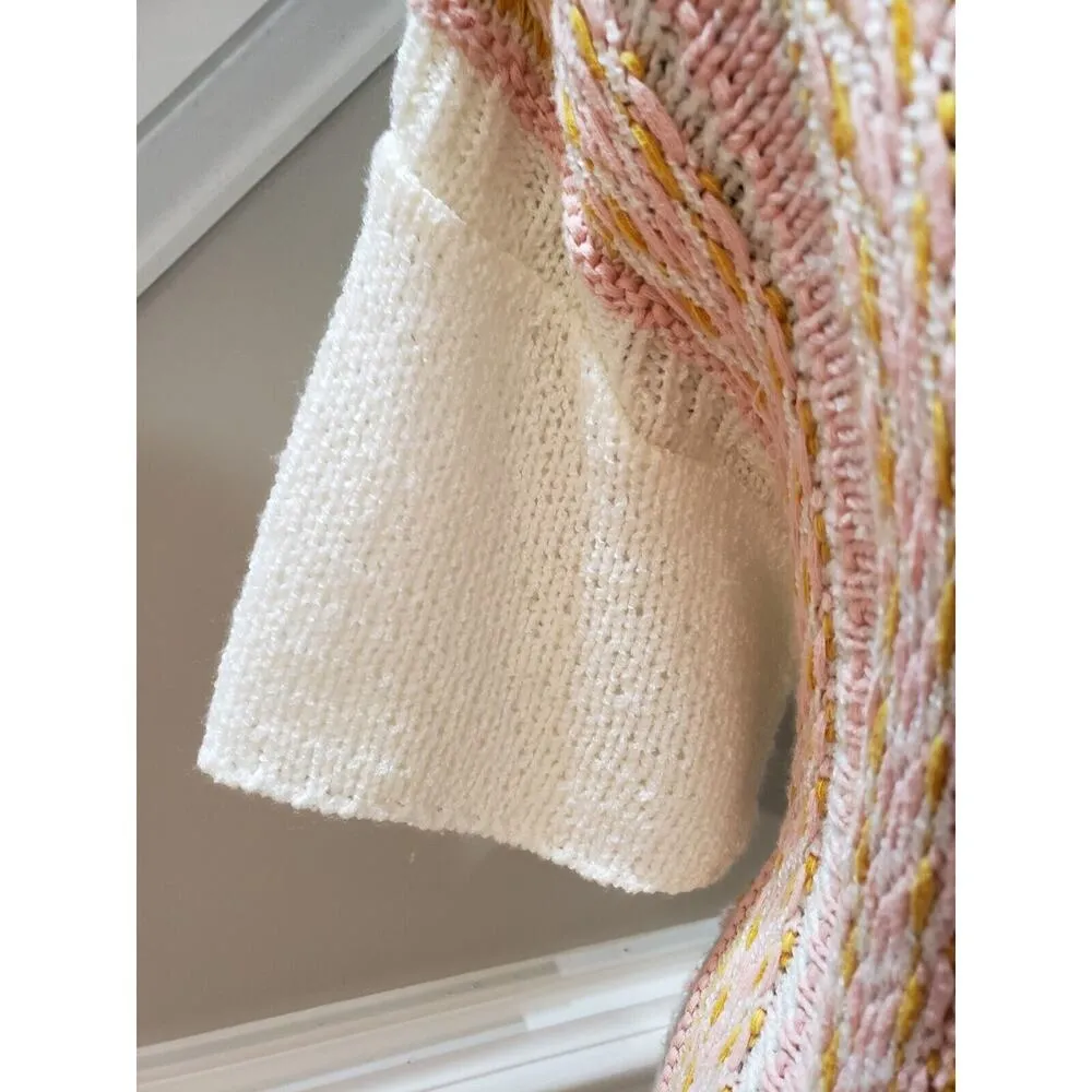 Versona Women's Multicolor Acrylic Round Neck Short Sleeve Casual Top Blouse L - Image 6