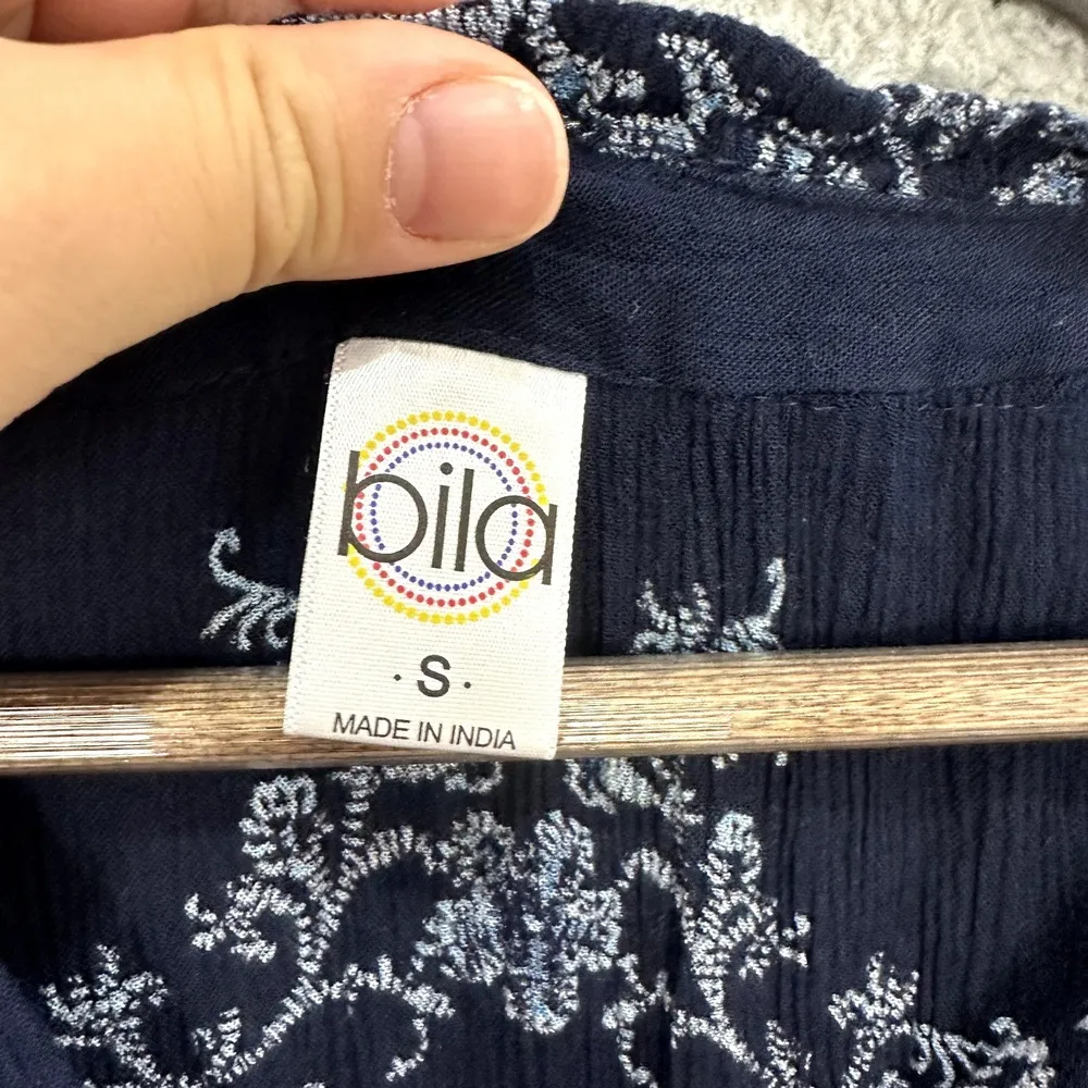 Bila Flowy Maxi Dress Women Small Blue Geometric Sleeveless Boho Hippie Festival - Image 3