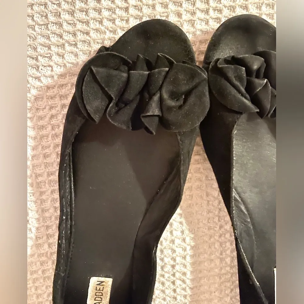 suede ruffle peep toe flats - Image 3