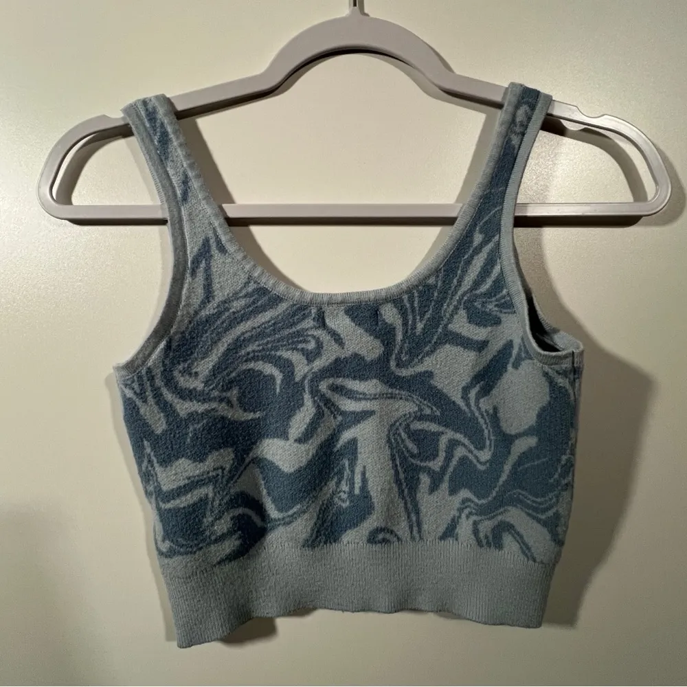 LA Hearts Blue Swirl Patterned Sweater Crop Tank Women's Tank Top Size Small - Image 3