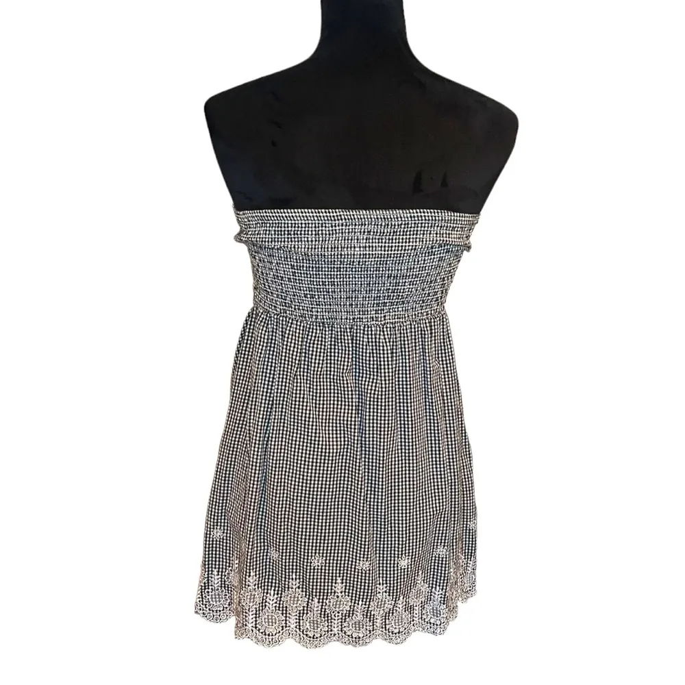 PANHANDLE SLIM PULL ON GINGHAM SMOCKED RUFFEL SNAP FRONT MINI SLEEVELESS… Black - Image 2