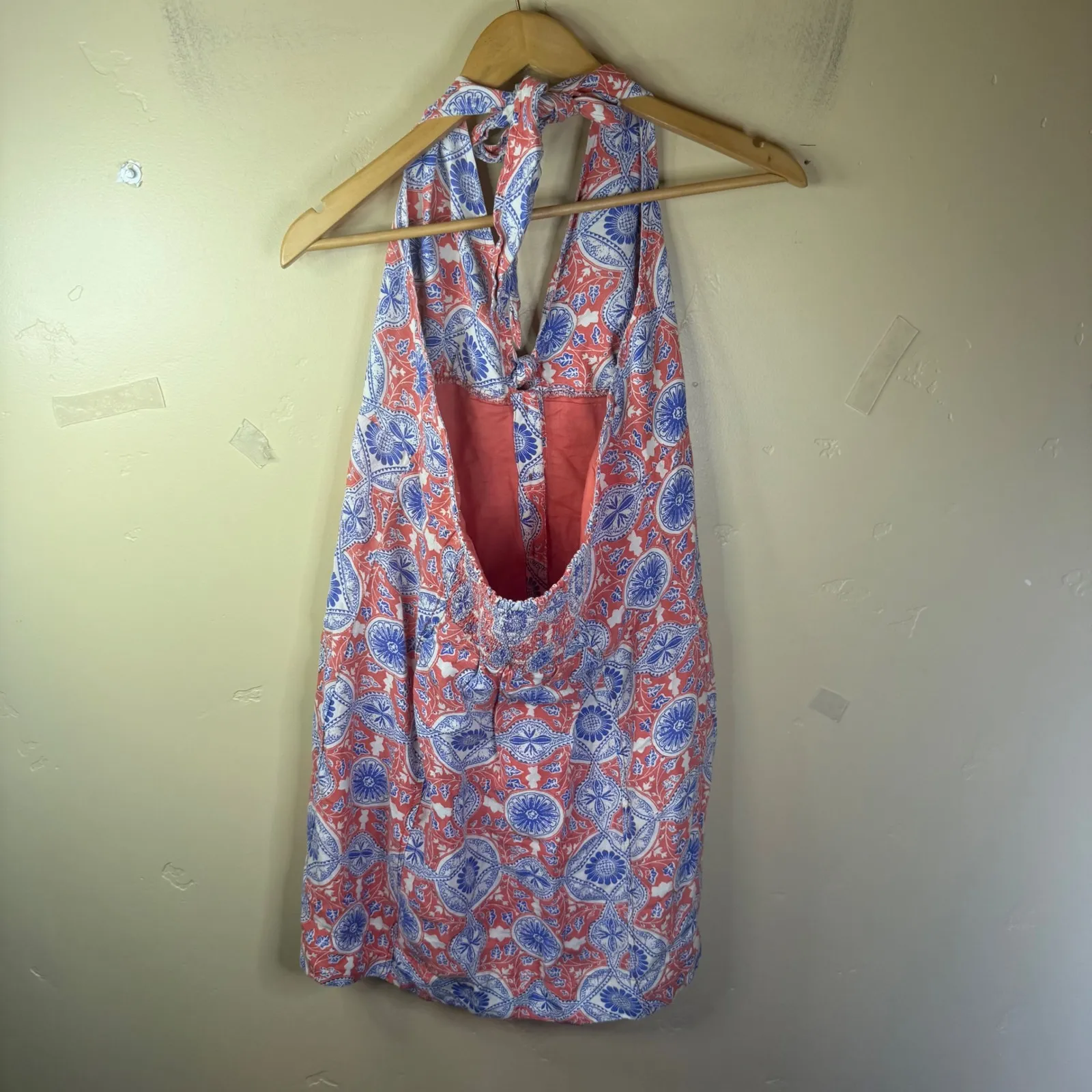 Maeve Anthropologie Halter Top Dress Coral Blue Floral Size‎ Large - Image 9