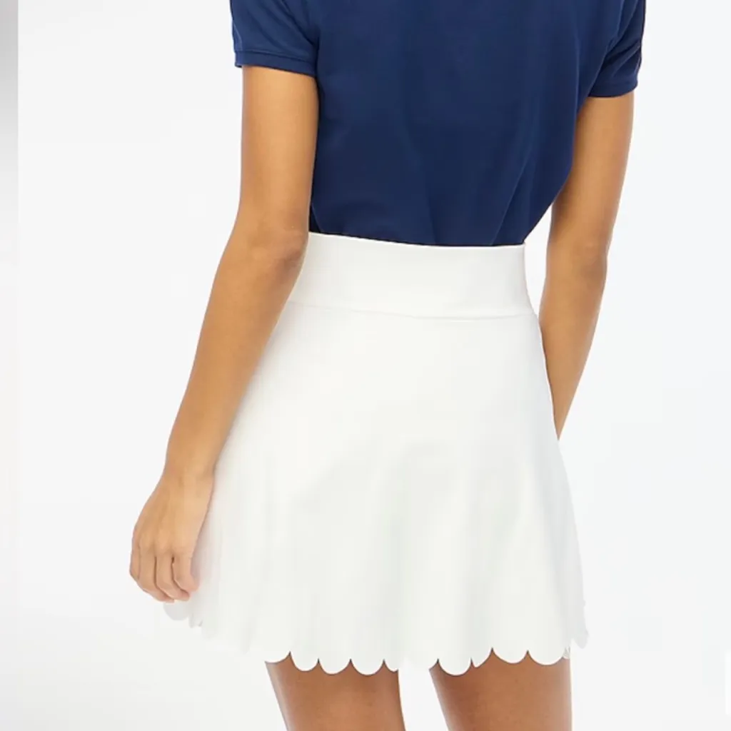J.Crew‎ Elegant White Scalloped Hem Skort Size M  NEW - Image 3