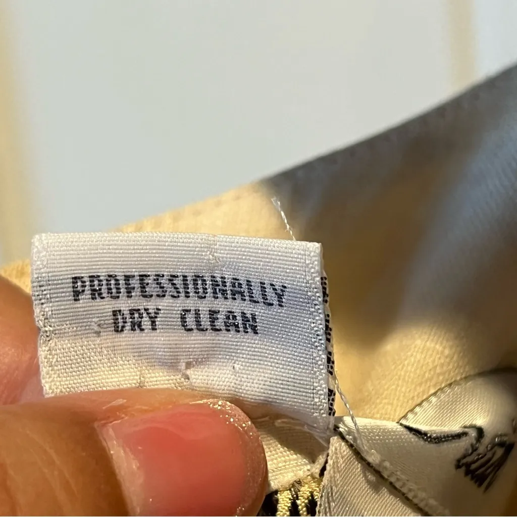 Vintage Elegant Cream Lace Women's pleated dress size 12 eyelet linen blend - Image 3