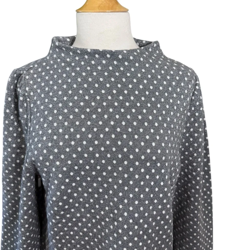 Talbots Top Size L Gray Polka Dot Long Sleeve Mock Neck - Image 3