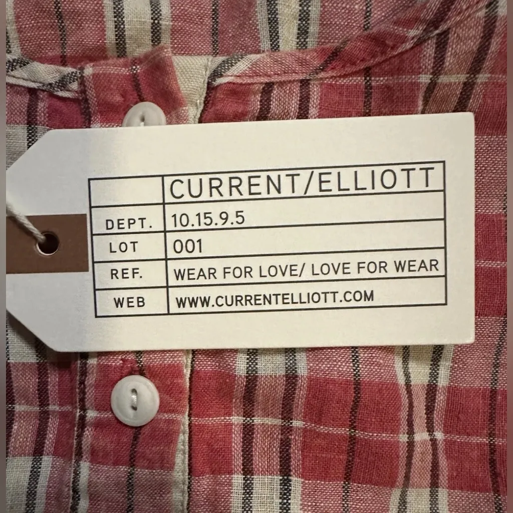 NWT XS Current /Elliott The Workwear Peplum Redwood Plaid Size 0 $178 Retail - Image 7