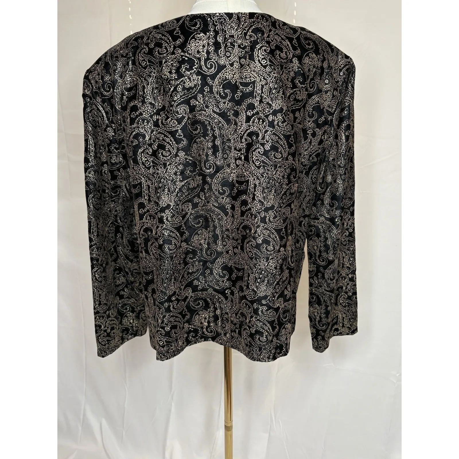 Maggie McNaughton Plus Size 24W Black Gold Paisley Jacket Church Holiday Dressy - Image 3