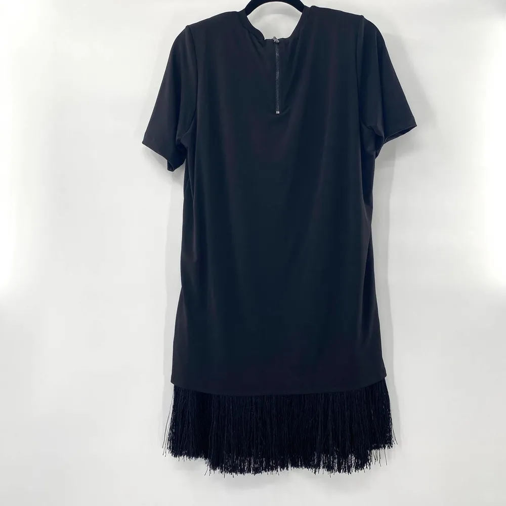 Le Superbe Black Fitzgerald Fringe Mini Dress Short Sleeve Sz Med NWT MSRP $425 - Image 4