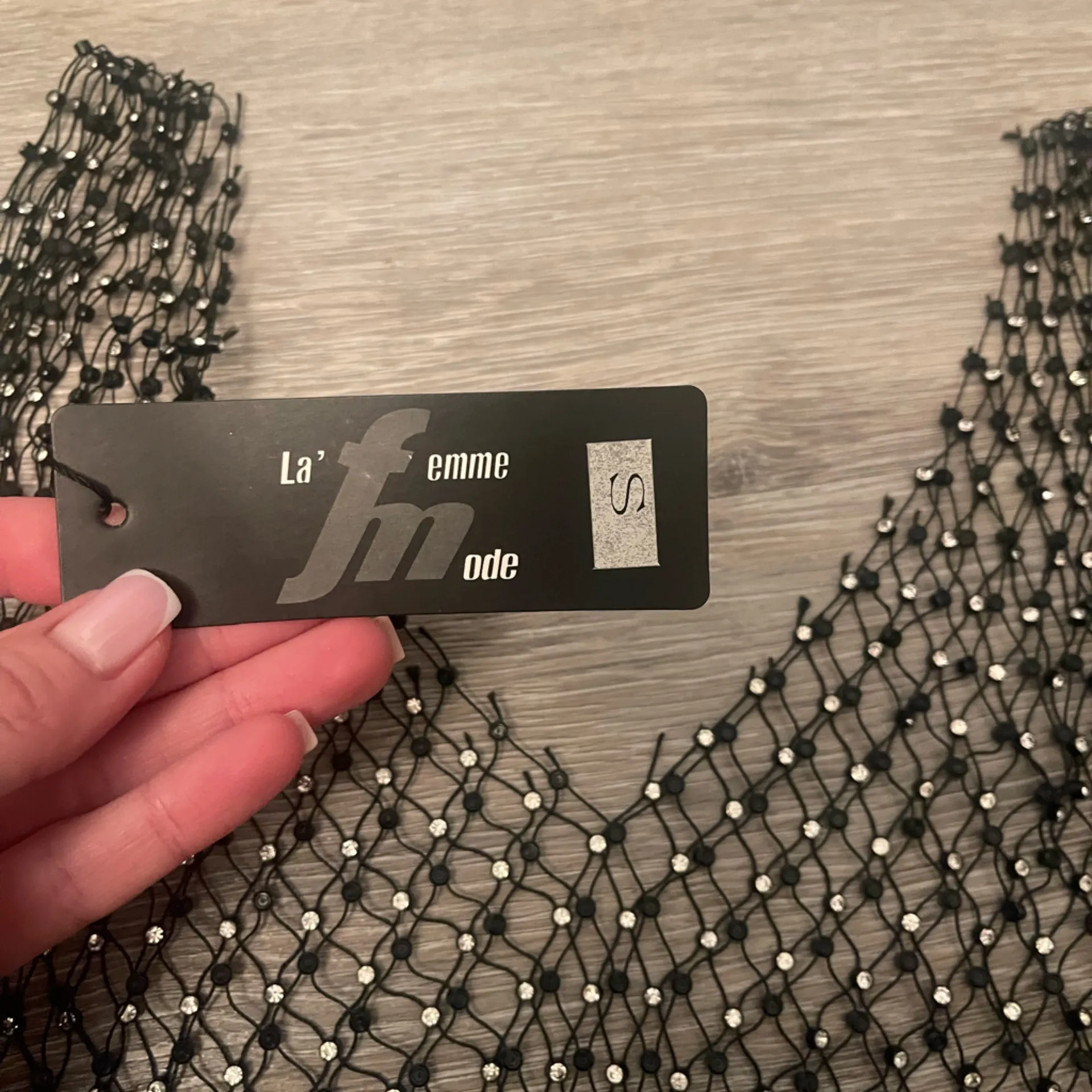 NWT RHINESTONE MESH BEACH COVER UP S Silver - Image 13