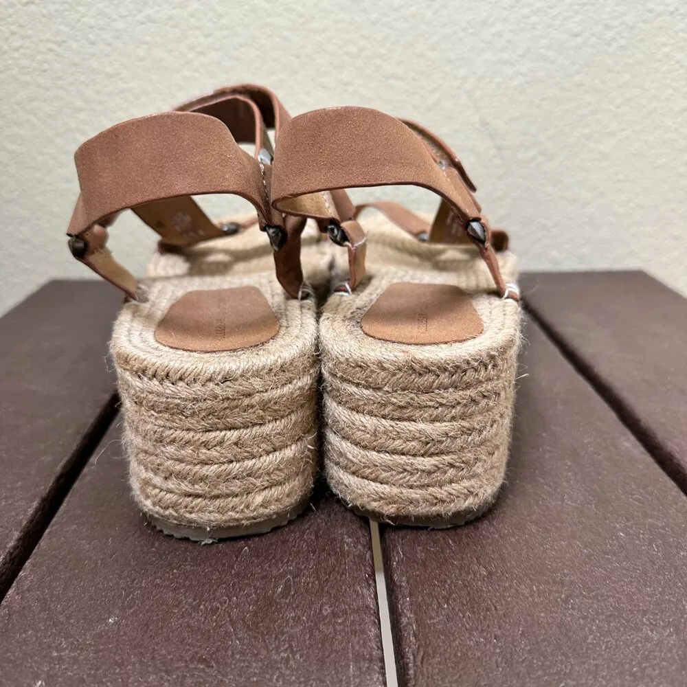 PULL & Bear Platform Velcro Strappy Sandals Suede Espadrilles - US 8 / EU 40 - Image 8