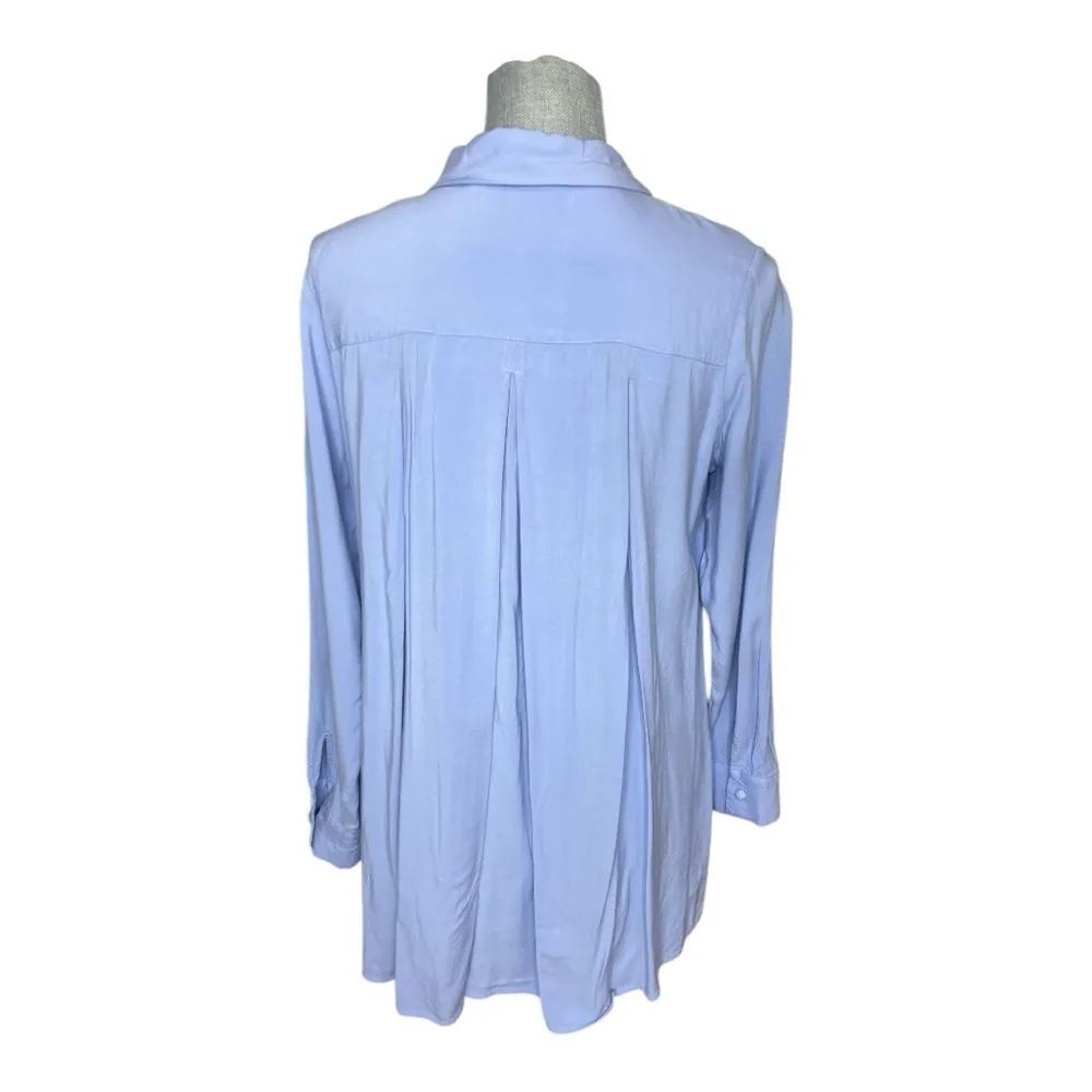 Soft Surroundings Jacqueline Shirt Button Down Tunic Long Sleeve Collared Blue - Image 3