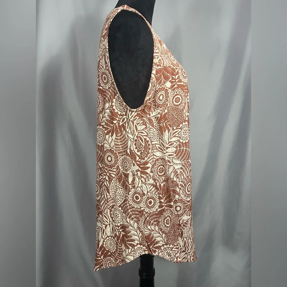 Women's Nostalgia V Neck Sleeveless Shirt Blouse Tank Top Rust Copper Sz L NWOT Size L - Image 3