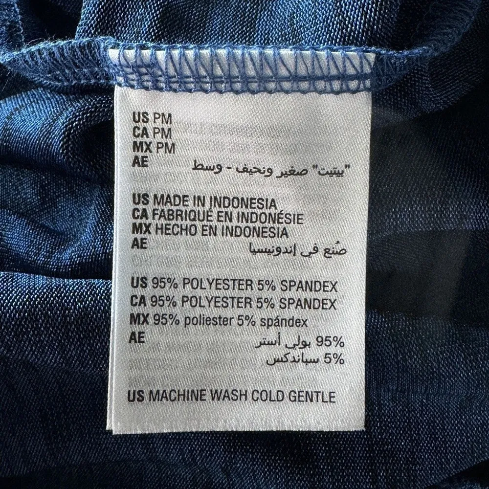 JM Collection Petite Medium Wide Leg Pants Loungewear Elastic Waist Shiny Blue - Image 6