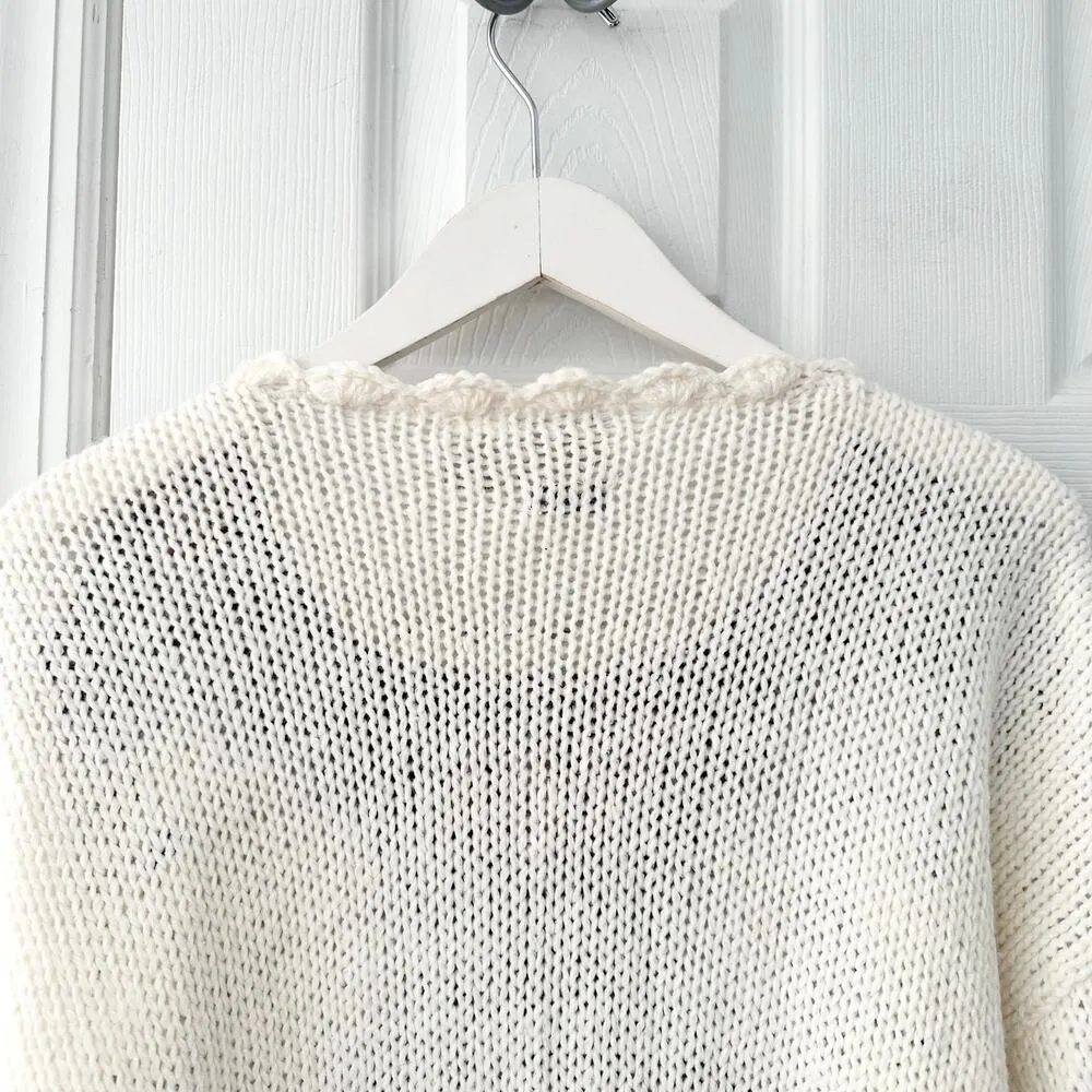 Classic Elements Vintage Hand Knit Floral Cottagecore Girly Oversized Sweater M - Image 9