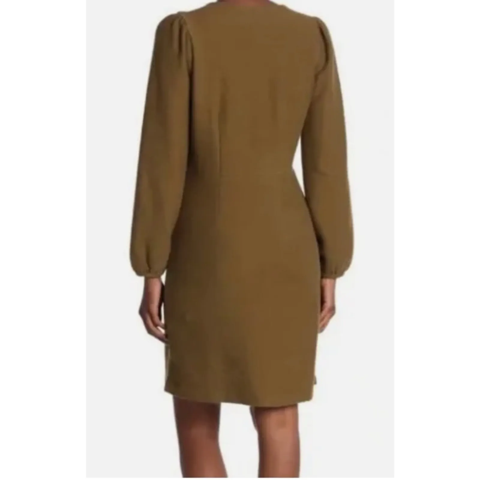 Madewell Olive Green Textured‎ Ponte Balloon Sleeve Mini Dress Size Small - Image 2