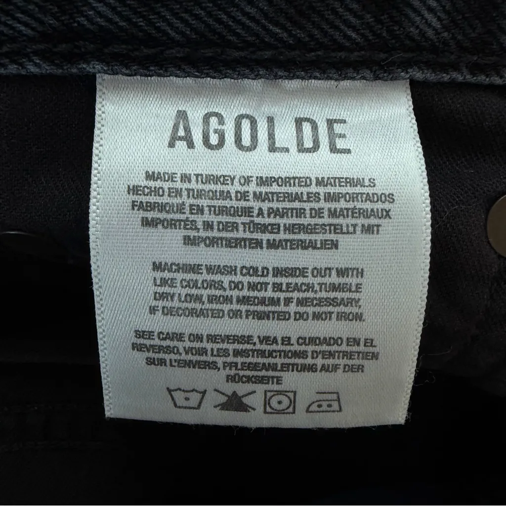 AGOLDE Riley High Rise Straight Crop in Contraband Black Distressed Size 27 - Image 8