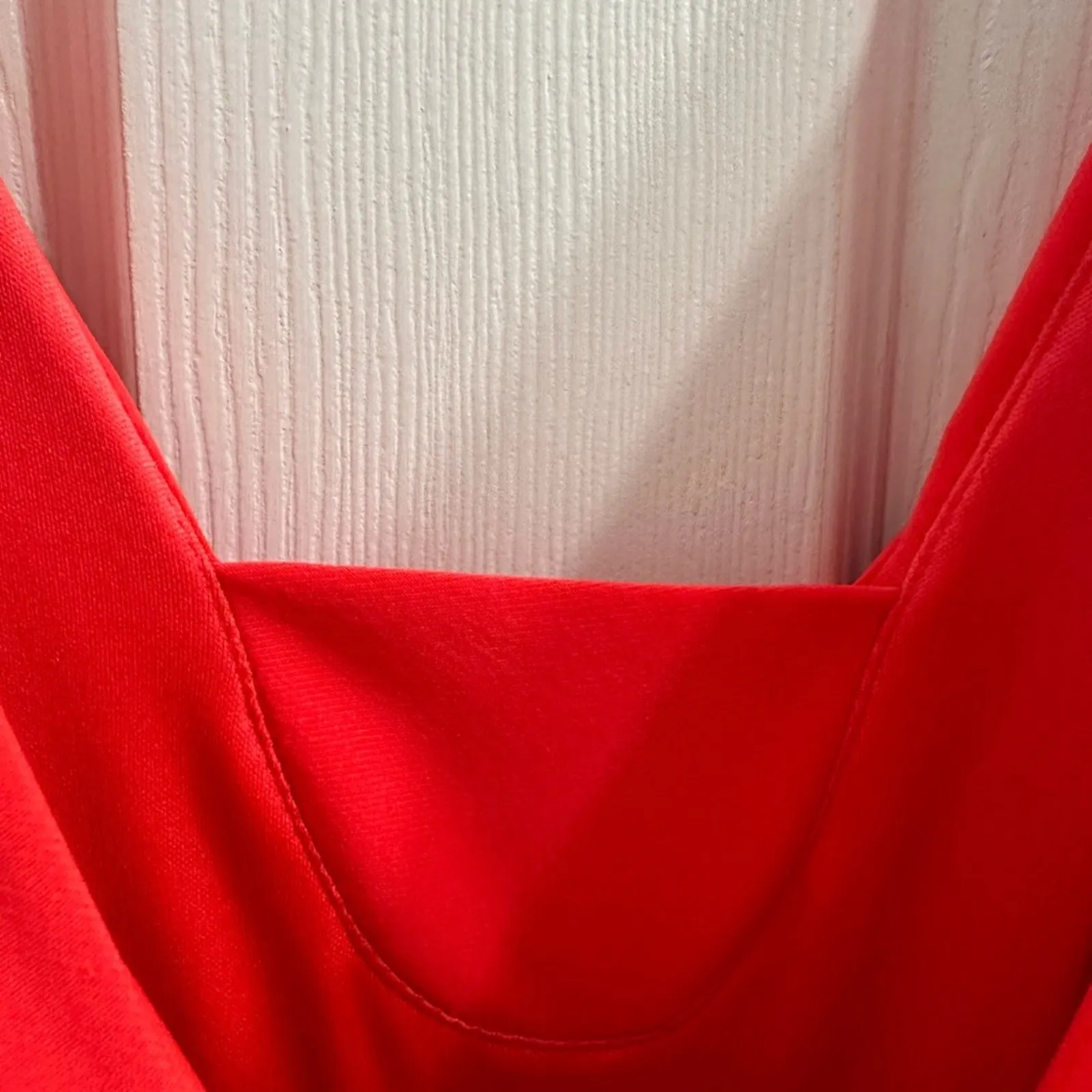 Night Way Bright Coral Gathered Stretch Cowl Neck Formal Maxi Dress 8 Draped Orange - Image 6